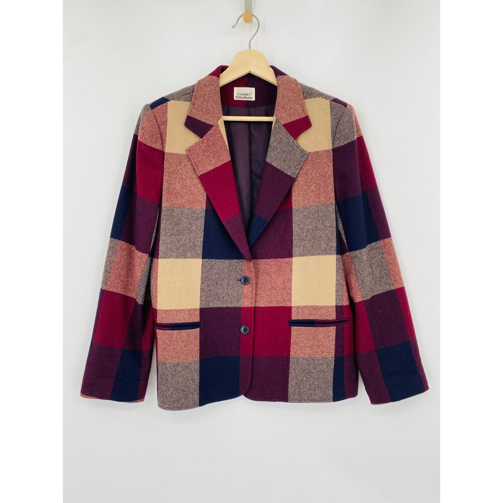 Country‎ Suburbans Vintage wool plaid blazer jacket